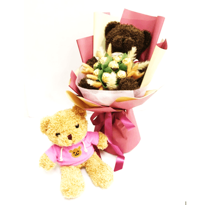 Teddy Bear with Ferrero Rocher | GT255 - Jade Valley Gifts & Floral Design Centre