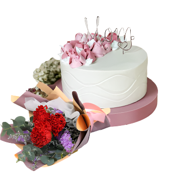 Mother's Day Cake with Floral Hand Bouquet | GT226 - Jade Valley Gifts & Floral Design Centre