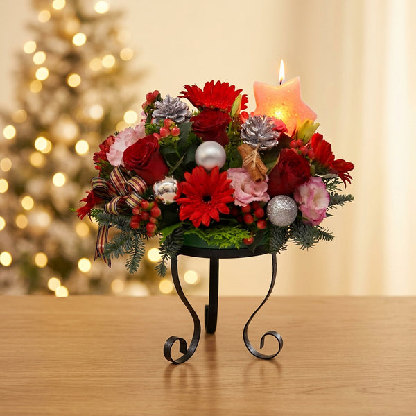 Christmas Flowers with Star Lights| MF71 - Jade Valley Gifts & Floral Design Centre