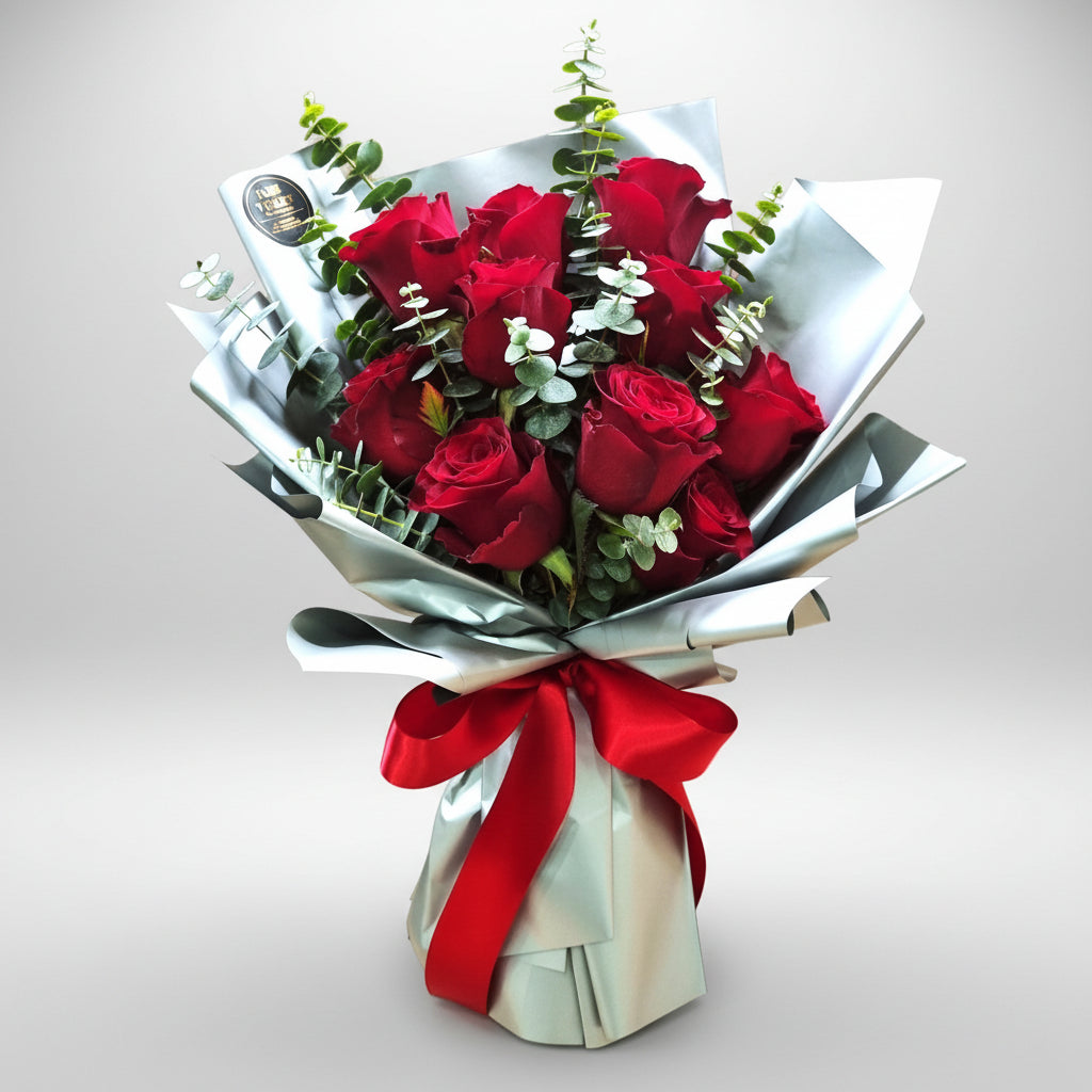 Valentine's Day Rose Bouquet | 10 Fresh Cut Stalks | VT1 - Jade Valley Gifts & Floral Design Centre