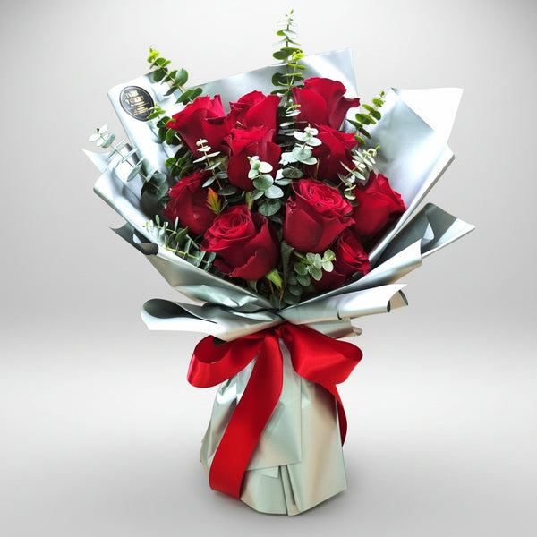 Valentine's Day Rose Bouquet | 10 Fresh Cut Stalks | VT1 - Jade Valley Gifts & Floral Design Centre