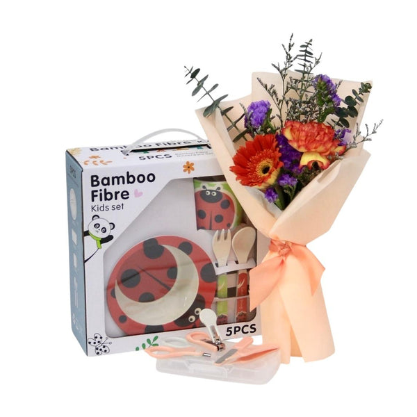Baby Dinning Set with flower Hamper | B308 - Jade Valley Gifts & Floral Design Centre