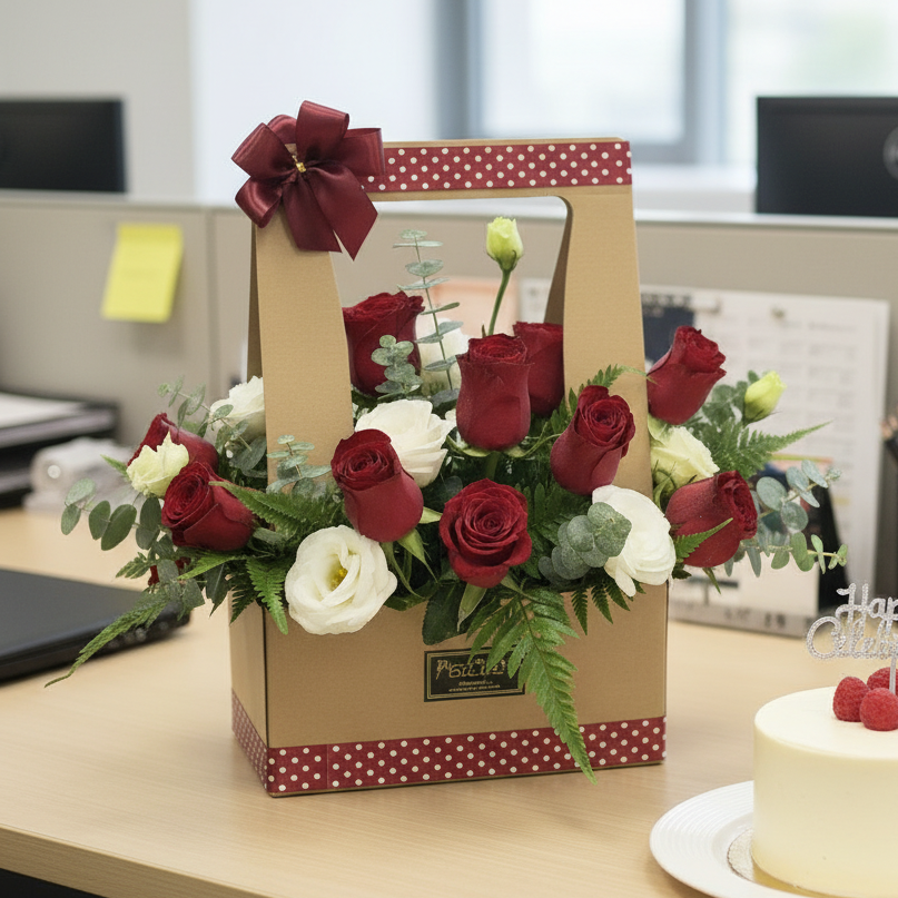 Valentine's Day Rose & Eustoma Bouquet | Easy to Carry & Display | VT9 - Jade Valley Gifts & Floral Design Centre