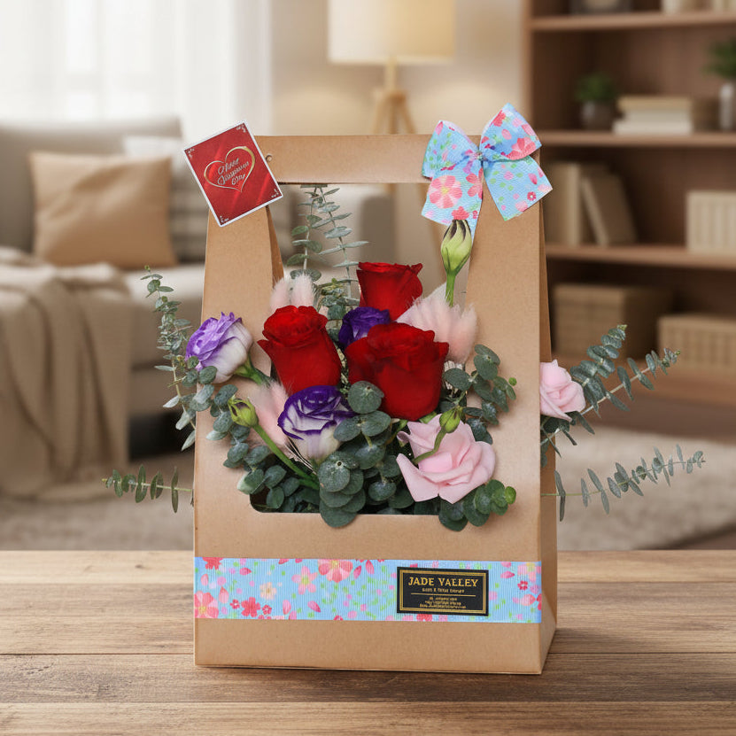 Rose & Eustoma Bouquet | 3 roses | V52 - Jade Valley Gifts & Floral Design Centre