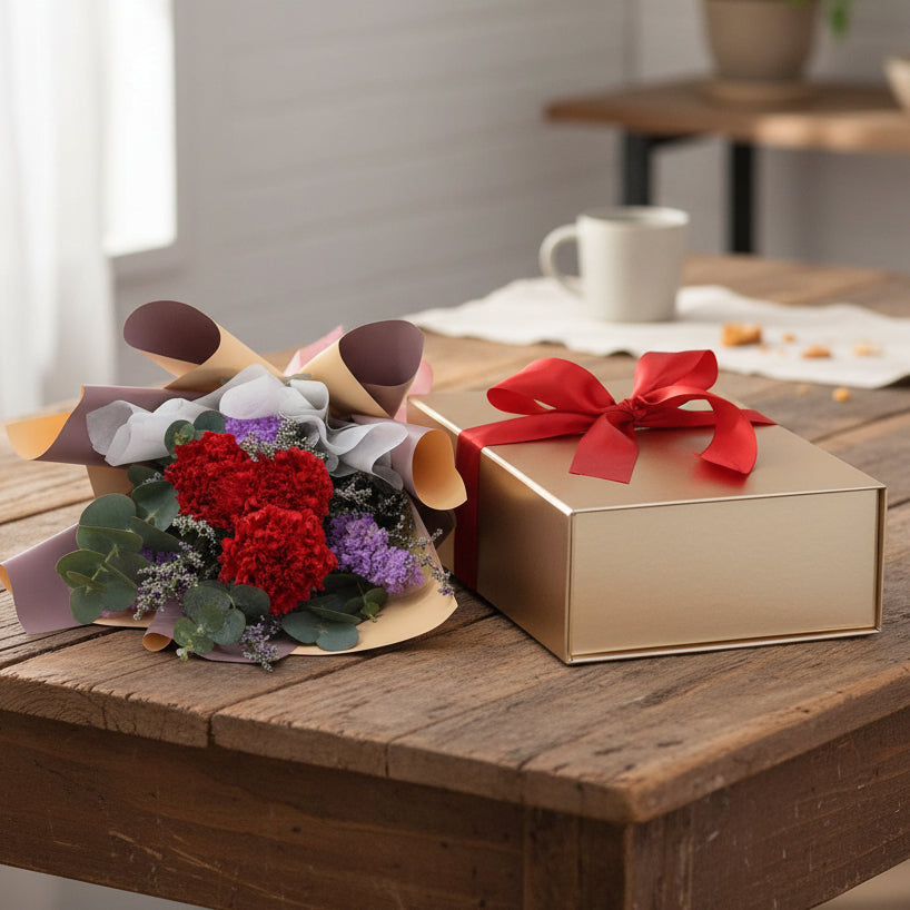 Premium Health Food Hamper with Bouquet | HF253 - Jade Valley Gifts & Floral Design Centre