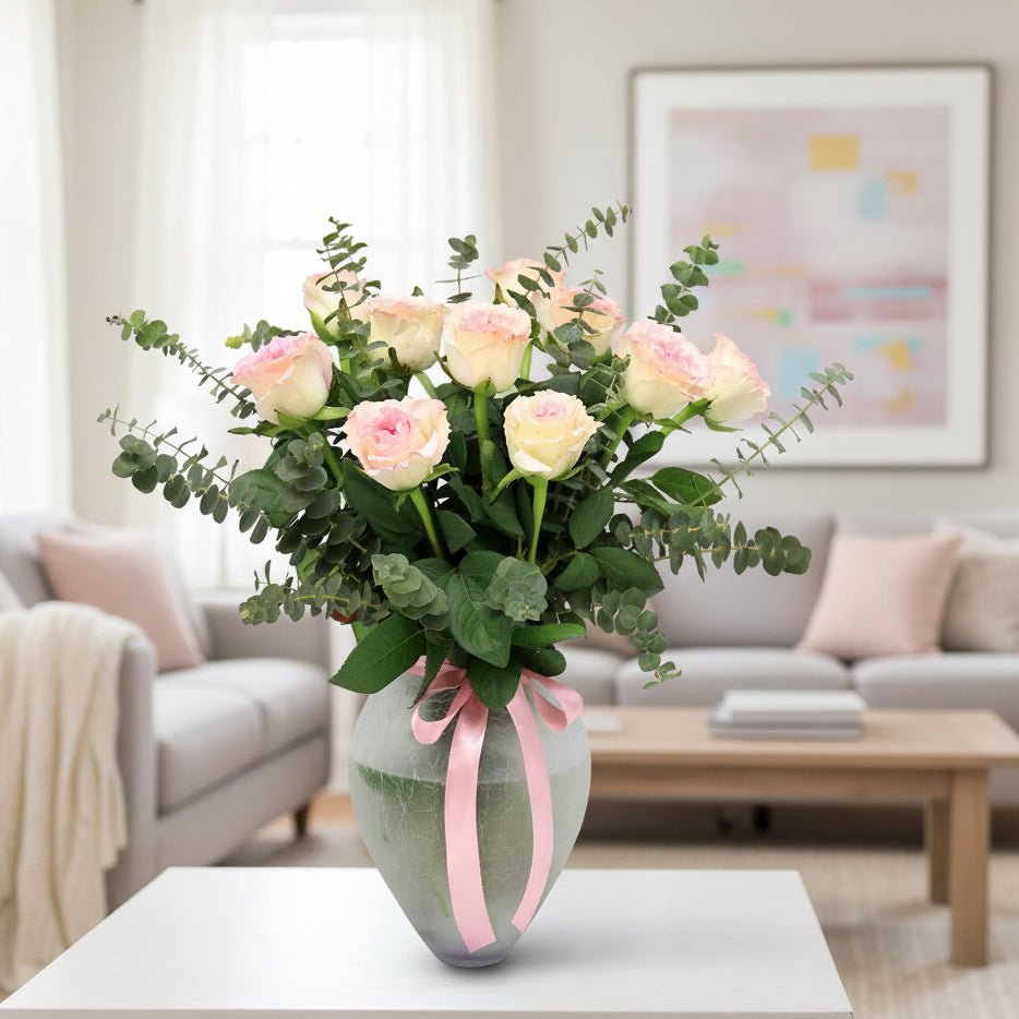 Roses on Vase | TB137 - Jade Valley Gifts & Floral Design Centre
