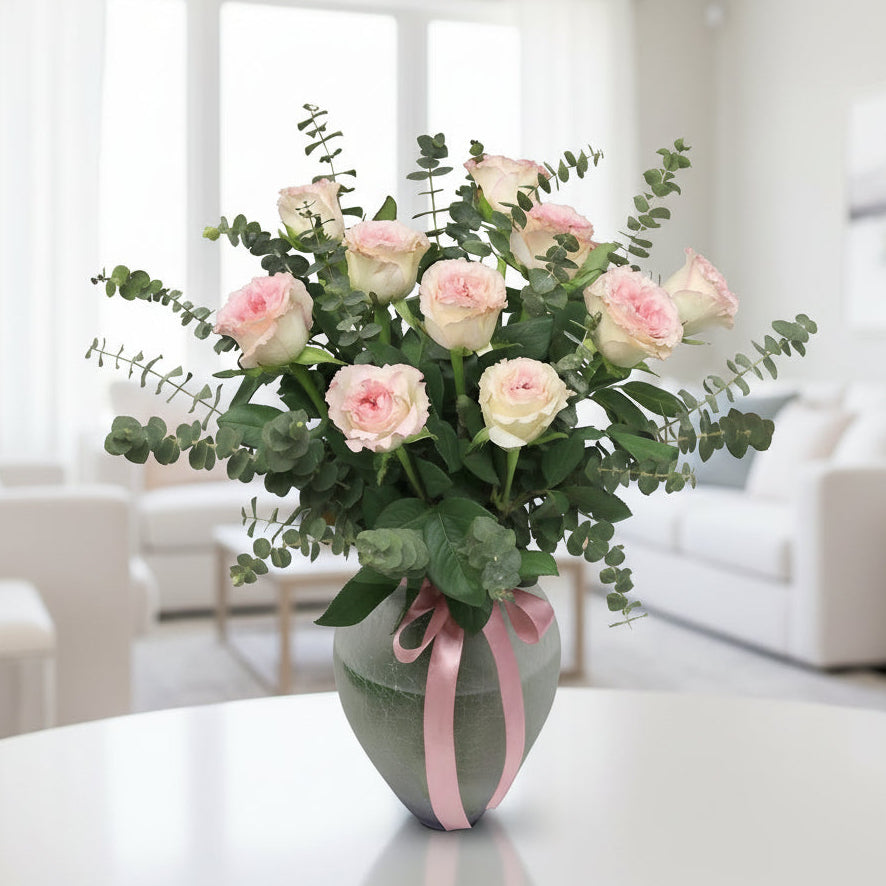 Roses on Vase | TB137 - Jade Valley Gifts & Floral Design Centre