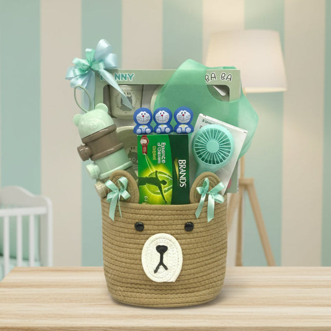 Baby Hamper Bear Basket with Brands Essence of Chicken | B295 - Jade Valley Gifts & Floral Design Centre