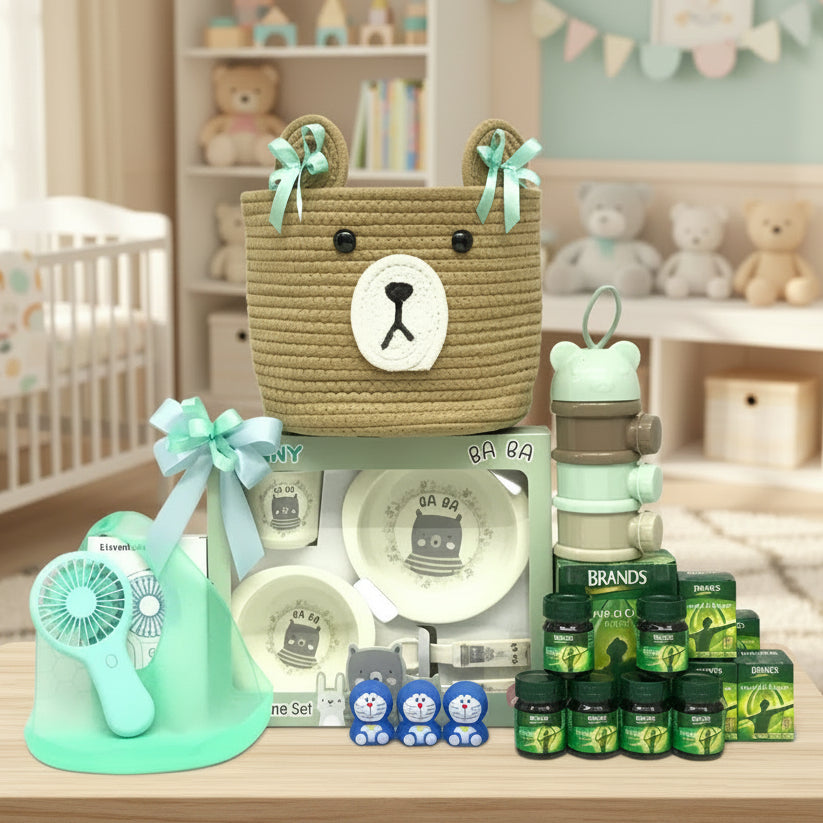 Baby Hamper Bear Basket with Brands Essence of Chicken | B295 - Jade Valley Gifts & Floral Design Centre
