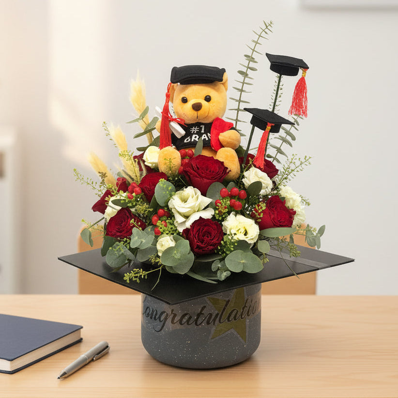 Graduation Flowers and Graduation Bear | GT262 - Jade Valley Gifts & Floral Design Centre