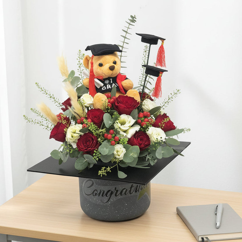 Graduation Flowers and Graduation Bear | GT262 - Jade Valley Gifts & Floral Design Centre