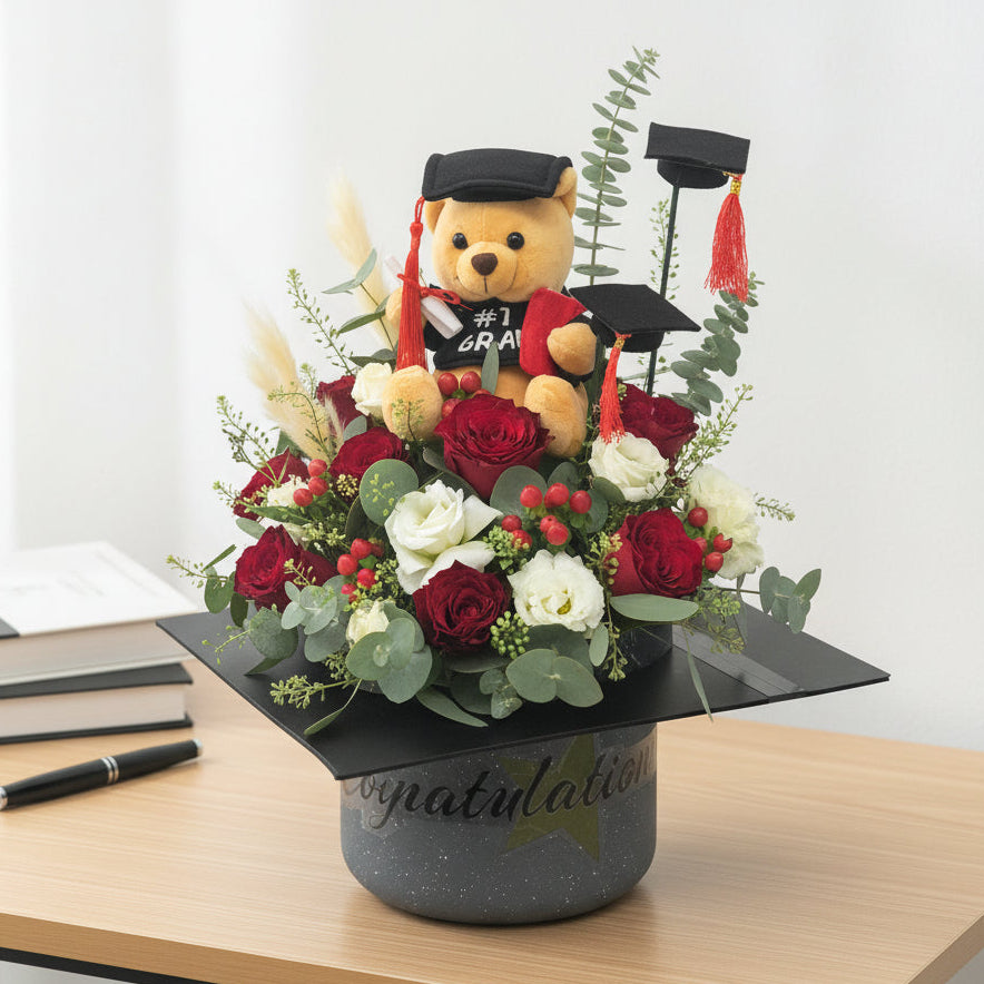 Graduation Flowers and Graduation Bear | GT262 - Jade Valley Gifts & Floral Design Centre