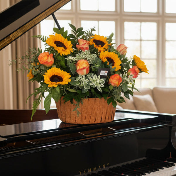 Table Arrangement | Sunflowers & Roses | TB118 - Jade Valley Gifts & Floral Design Centre