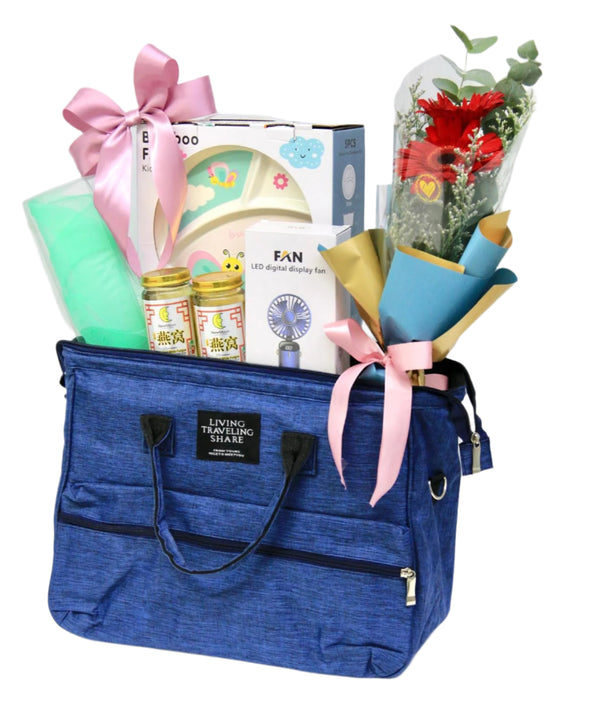 Baby Bag with Floral Bouquet | B293N - Jade Valley Gifts & Floral Design Centre