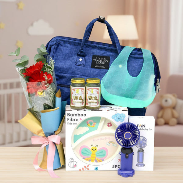 Baby Bag with Floral Bouquet | B293N - Jade Valley Gifts & Floral Design Centre
