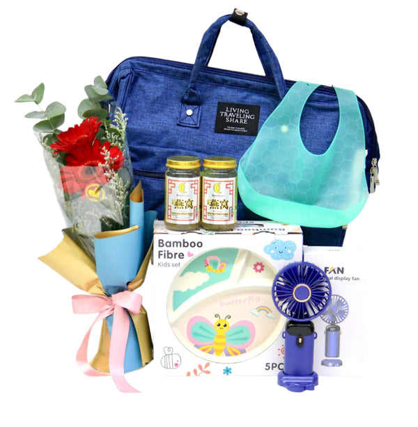 Baby Bag with Floral Bouquet | B293N - Jade Valley Gifts & Floral Design Centre