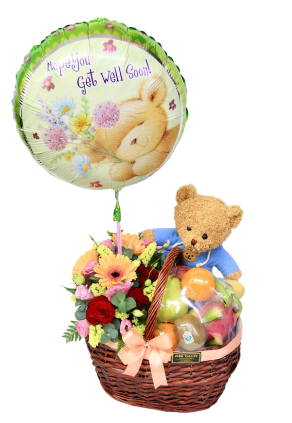 Flowers, Fruits, Teddy Bear & Balloon | FF172 - Jade Valley Gifts & Floral Design Centre