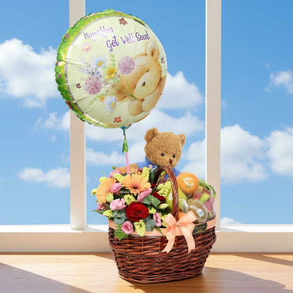 Flowers, Fruits, Teddy Bear & Balloon | FF172 - Jade Valley Gifts & Floral Design Centre