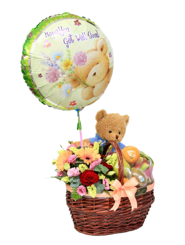 Flowers, Fruits, Teddy Bear & Balloon | FF172 - Jade Valley Gifts & Floral Design Centre