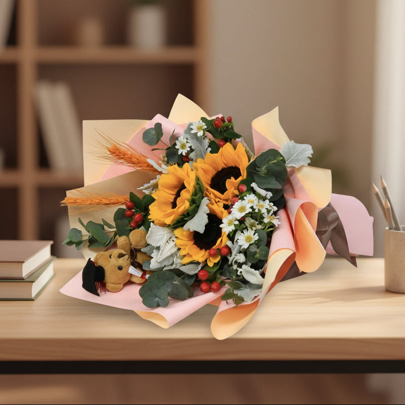 Sunflower Hand Bouquet | BQ172 - Jade Valley Gifts & Floral Design Centre