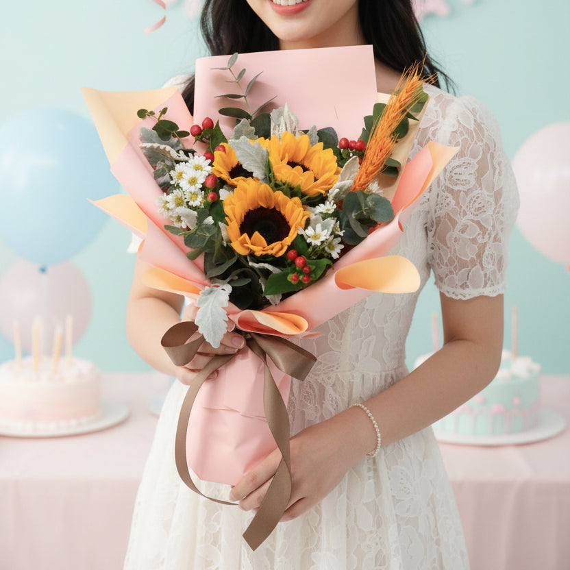 Sunflower Hand Bouquet | BQ172 - Jade Valley Gifts & Floral Design Centre