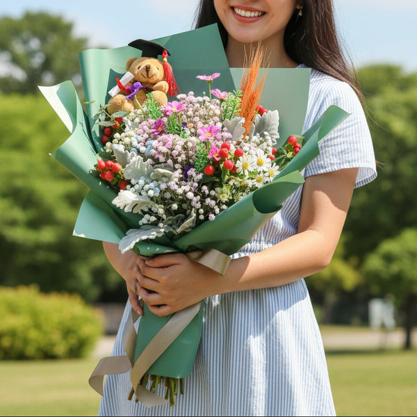 Graduation Mini Hand Bouquet | BQ141 - Jade Valley Gifts & Floral Design Centre