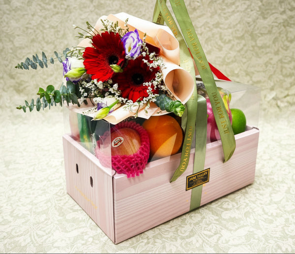 Health Foods Hamper with Bouquet|HF245 - Jade Valley Gifts & Floral Design Centre