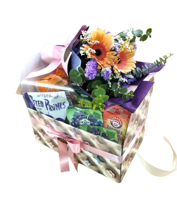 Health Foods Hamper with Bouquet|HF241 - Jade Valley Gifts & Floral Design Centre