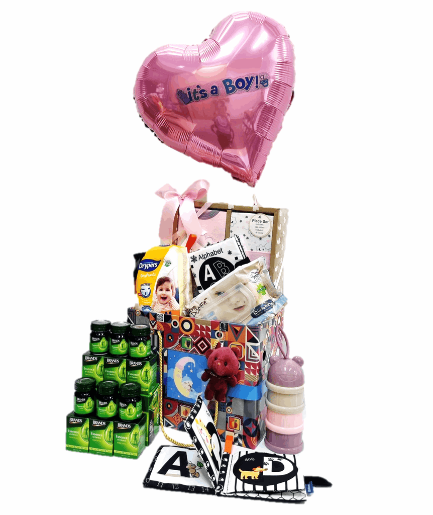 Baby Health Hamper with Balloon - Boy & Girl Options | B280 - Jade Valley Gifts & Floral Design Centre