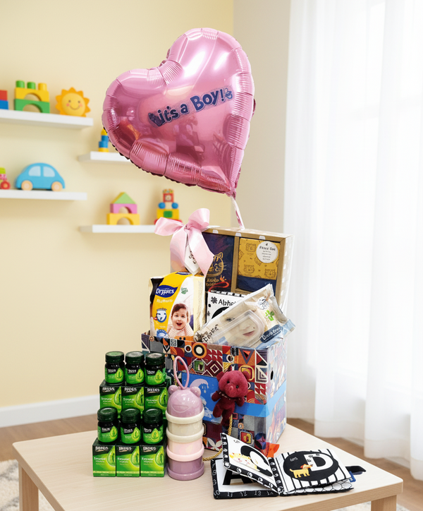 Baby Health Hamper with Balloon - Boy & Girl Options | B280 - Jade Valley Gifts & Floral Design Centre