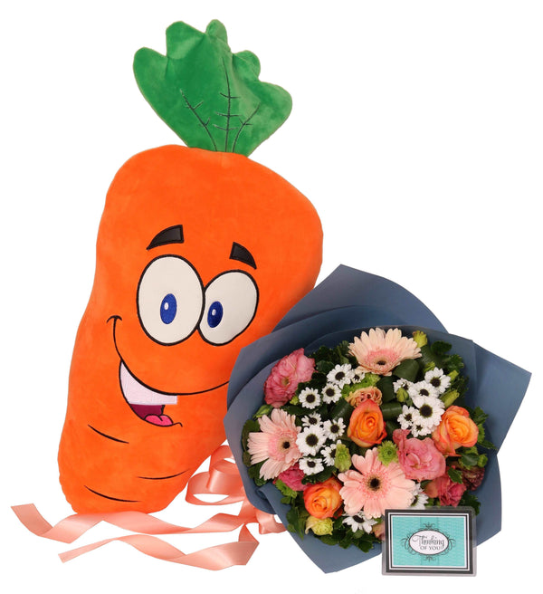 Carrot Soft Toy with Bouquet | GT220 - Jade Valley Gifts & Floral Design Centre