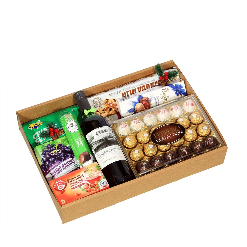 Christmas Hamper with Chocolate & Wine | MA212 - Jade Valley Gifts & Floral Design Centre