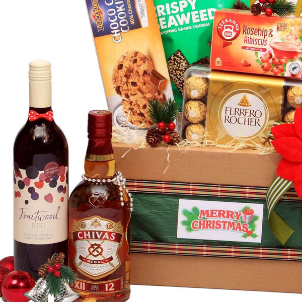 Christmas Hamper with Premium Whiskey & Wine | MA218 - Jade Valley Gifts & Floral Design Centre