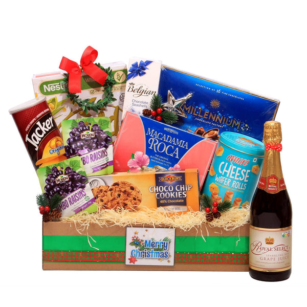 Christmas Hamper with Snacks & Non-Alcohol Wine | MA214 - Jade Valley Gifts & Floral Design Centre