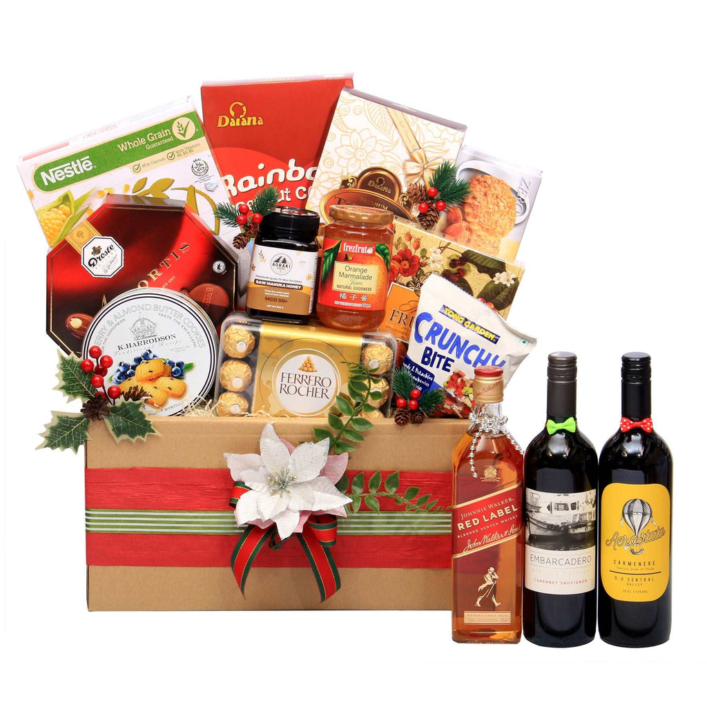 Christmas Hamper with Whiskey & Wines | MA220 - Jade Valley Gifts & Floral Design Centre