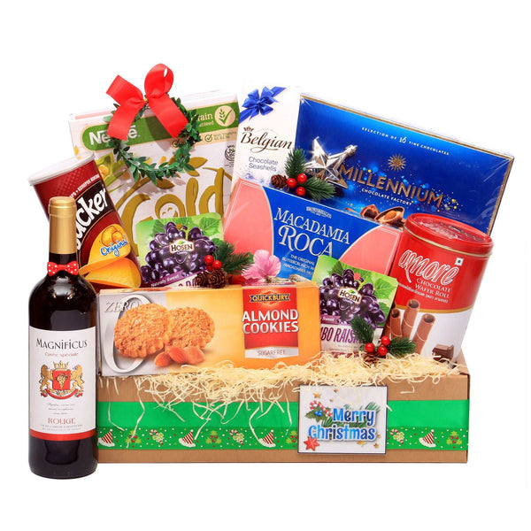 Christmas Hamper with Wine | MA215 - Jade Valley Gifts & Floral Design Centre