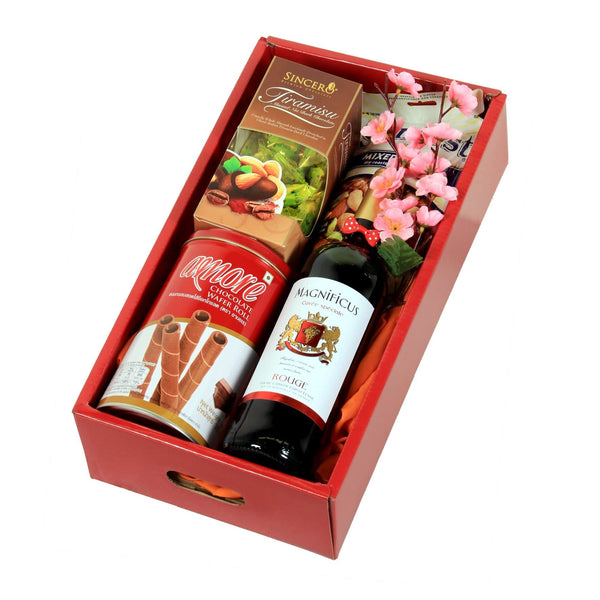 CNY Gift Box with Magnificus French Red Wine | CB365 - Jade Valley Gifts & Floral Design Centre