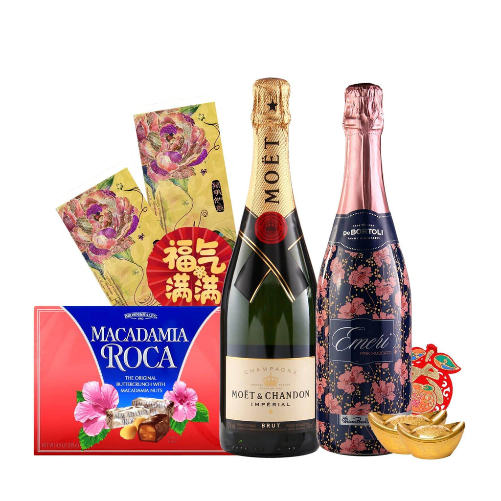 CNY Moet Champagne & Moscato Gift Hamper | CB370 - Jade Valley Gifts & Floral Design Centre