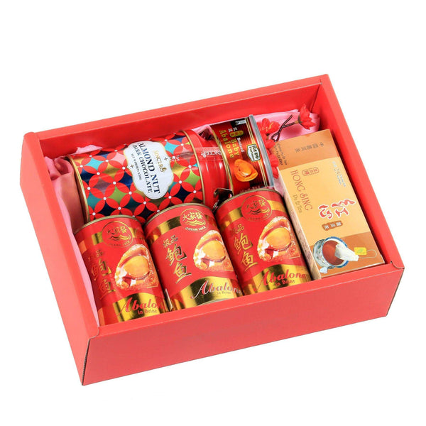 CNY Ocean Luck Abalone & Snacks Gift Box |CB362 - Jade Valley Gifts & Floral Design Centre