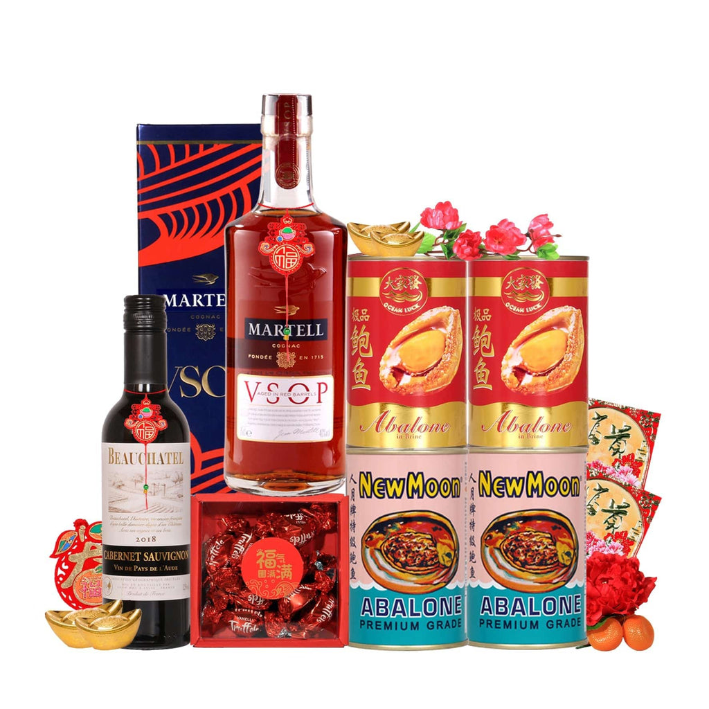 CNY Premium Gift Hamper | New Moon Abalone & Martell VSOP | CB374 - Jade Valley Gifts & Floral Design Centre