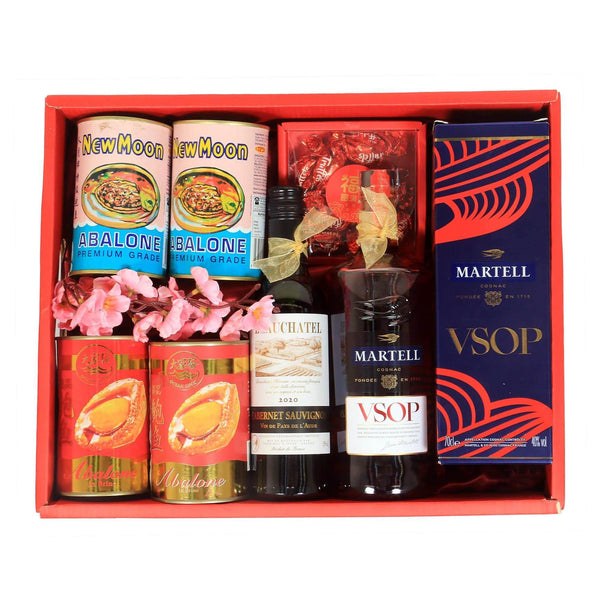 CNY Premium Gift Hamper | New Moon Abalone & Martell VSOP | CB374 - Jade Valley Gifts & Floral Design Centre