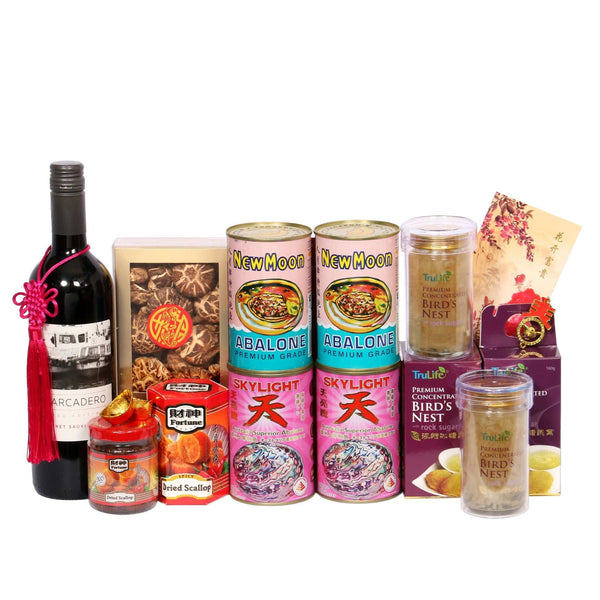 CNY Premium Gift Hamper | New Moon Abalone & Wines | CB376 - Jade Valley Gifts & Floral Design Centre