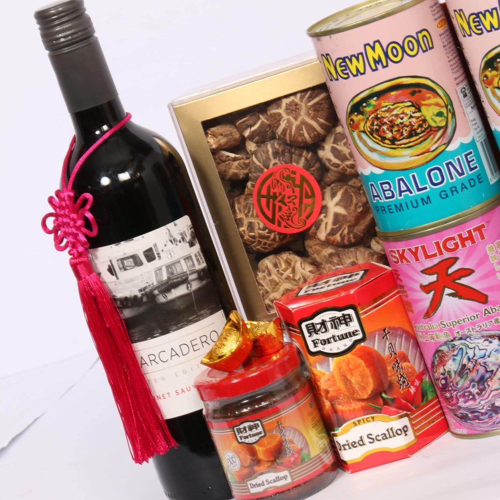 CNY Premium Gift Hamper | New Moon Abalone & Wines | CB376 - Jade Valley Gifts & Floral Design Centre