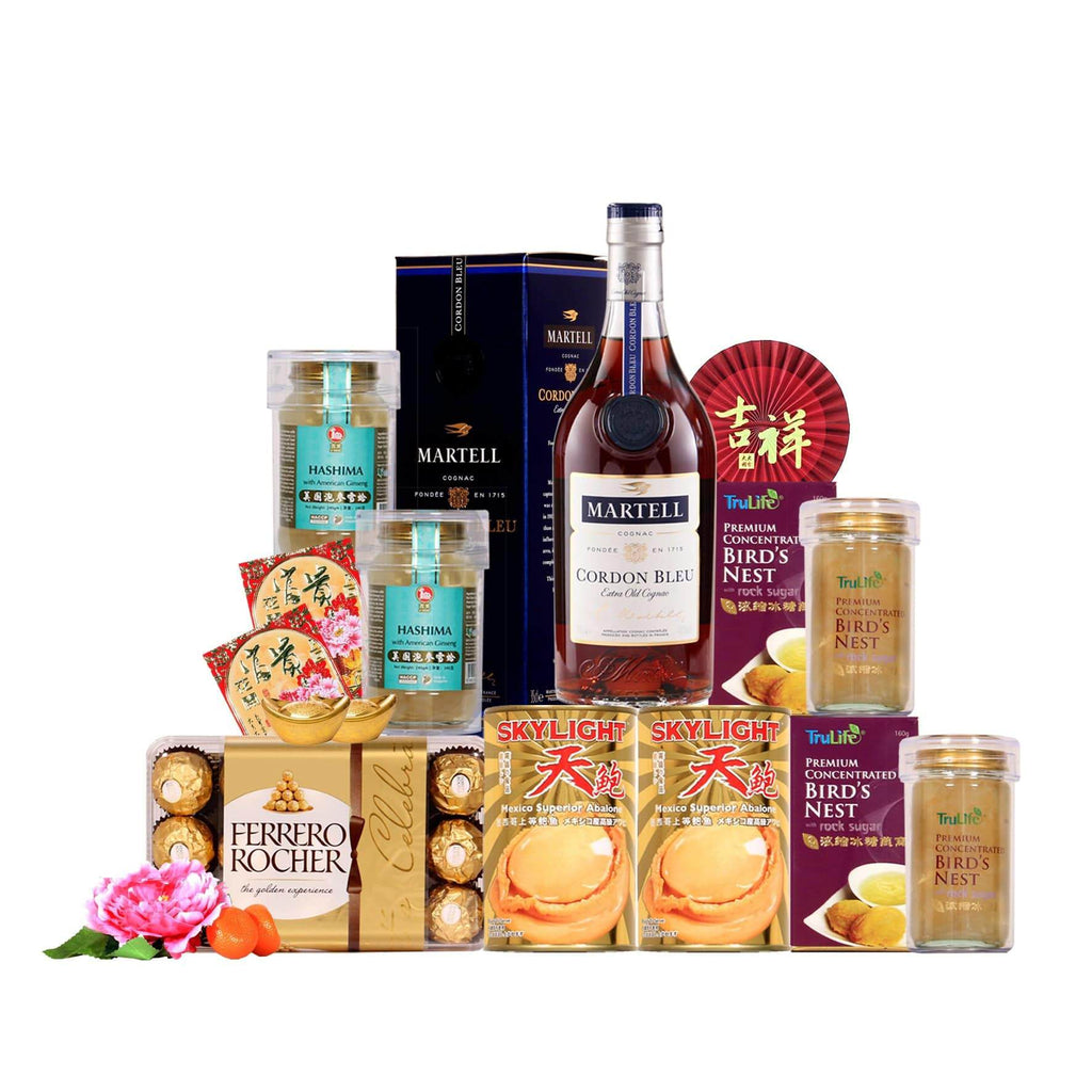 CNY Premium Gift Hamper | Skylight Abalone & Martell Corden Bleu | CB378 - Jade Valley Gifts & Floral Design Centre