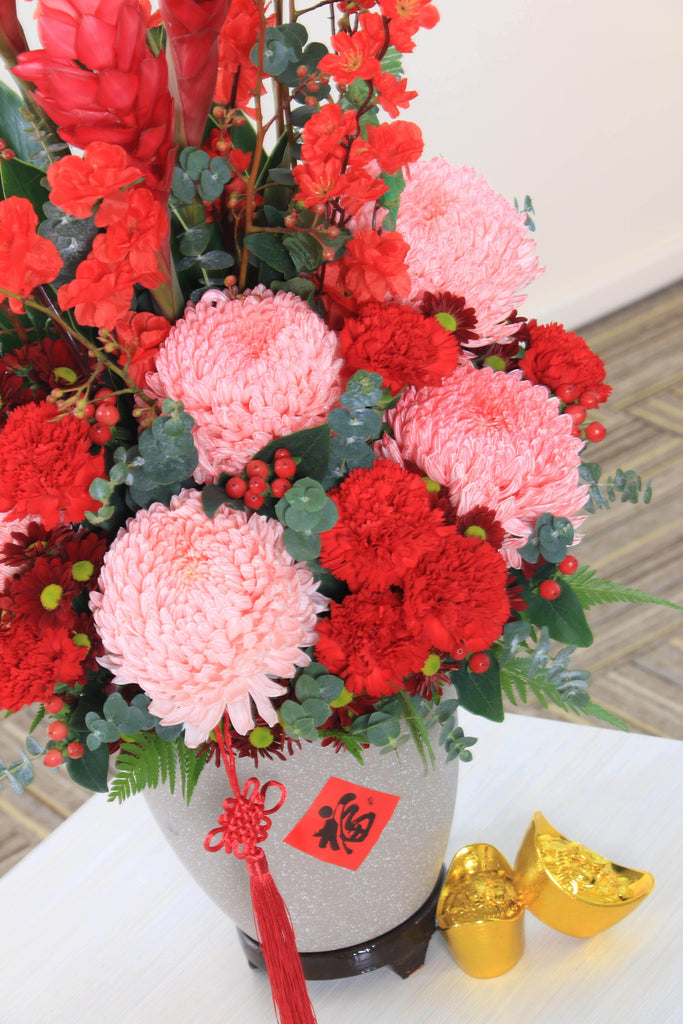 CNY Red & Pink Fresh-Cut Florals | CN318 - Jade Valley Gifts & Floral Design Centre