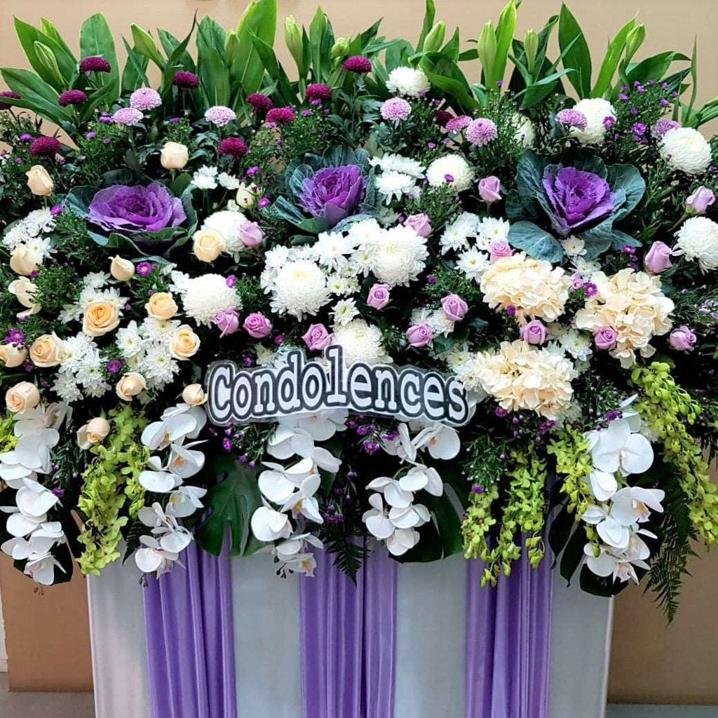 Condolence Wreath - Large Footprint with Premium Fresh Flowers 250cm | W507 - Jade Valley Gifts & Floral Design Centre