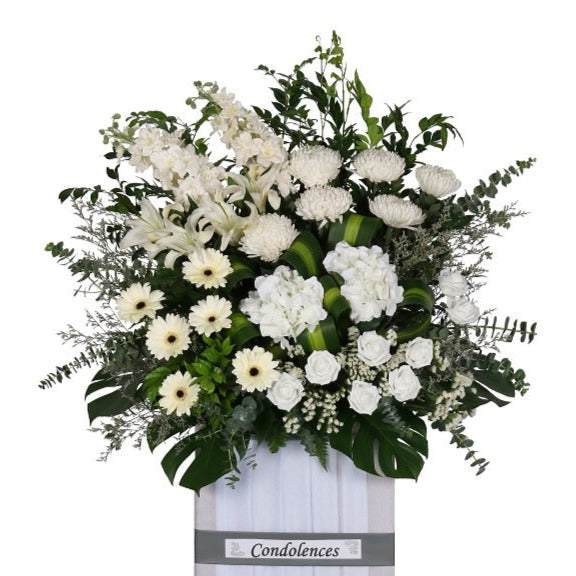 Condolence Wreath with Fresh Cut Flowers 180cm | W485 - Jade Valley Gifts & Floral Design Centre