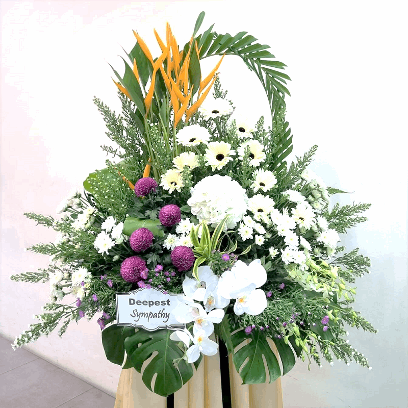 Condolence Wreath with Fresh Cut Flowers and Arch 200cm | W509 - Jade Valley Gifts & Floral Design Centre