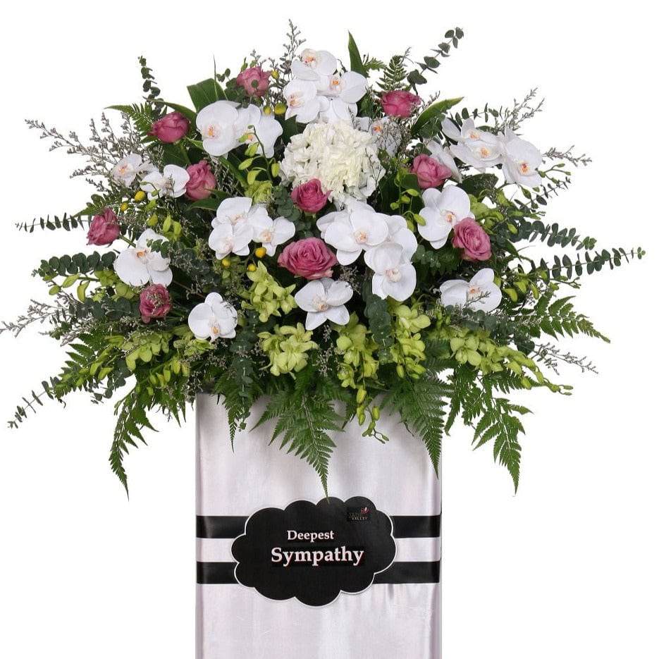 Condolence Wreath with Fresh Cut Flowers | W488 - Jade Valley Gifts & Floral Design Centre