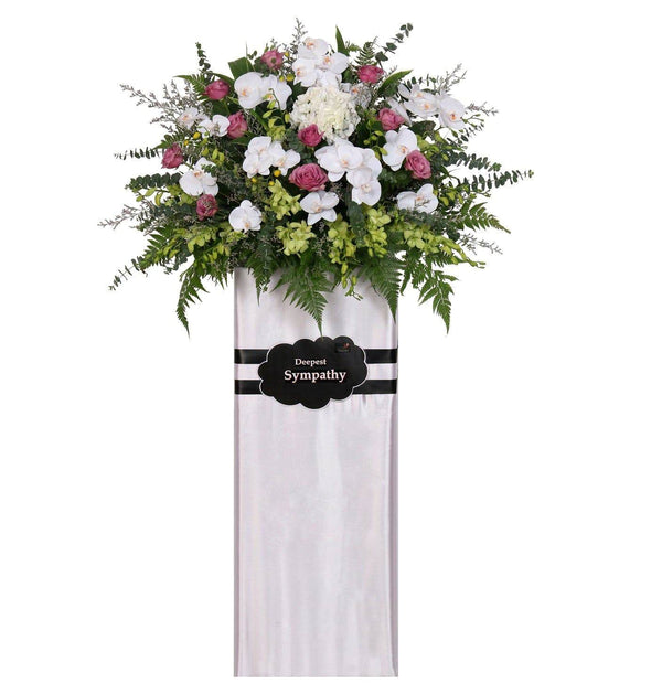 Condolence Wreath with Fresh Cut Flowers | W488 - Jade Valley Gifts & Floral Design Centre